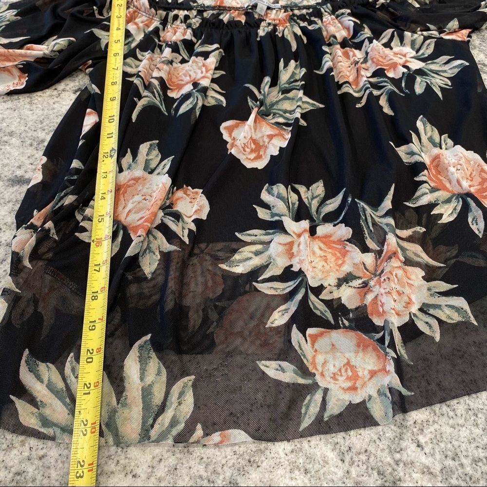 Charlotte Russe Large Boho Sheer Floral Crop Top With Overlay - Picture 7 of 9